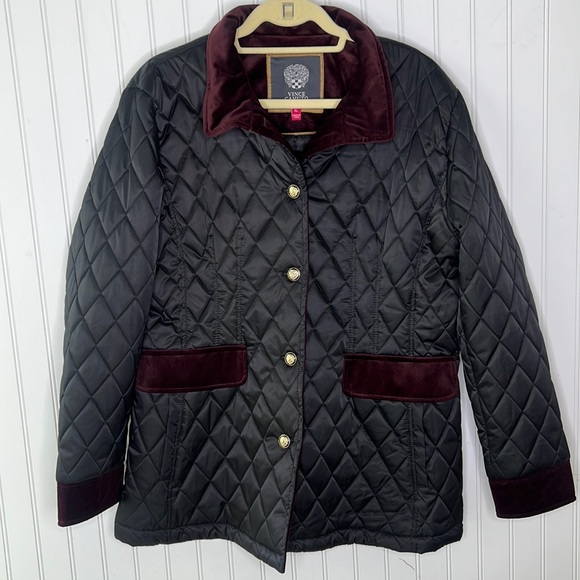 Vince Camuto Black Quilted Button Up Jacket Size Extra Large - Picture 1 of 15